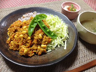 高野豆腐と春野菜のヘルシードライカレー